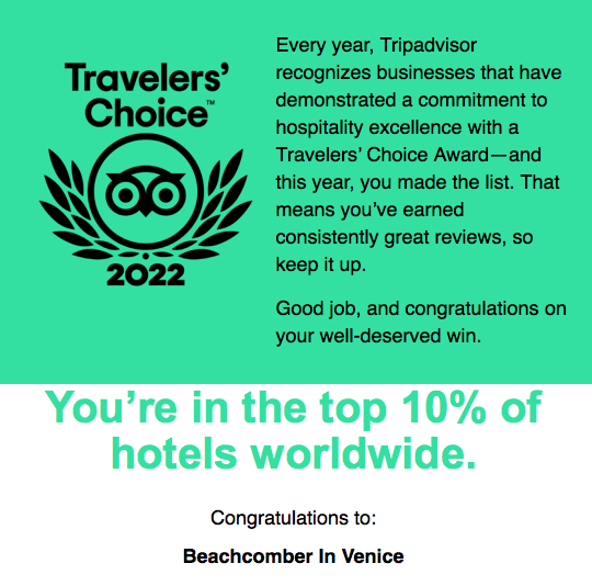 Trip Advisor 2022 Travelers Choice Award